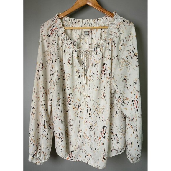 a new day Tops - A New Day Womens XXL Peasant Blouse Ruffles Cottagecore Abstract Print